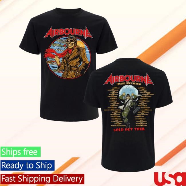 Official Airbourne Merchandise Scorch Circle Tour 25 - Black Shirt  Hoodie  Sweatshirt - Good Shirt Shop