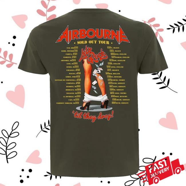 Official Airbourne Merchandise Bomb Girl Tour 25 - Military Green T-Shirt  Hoodie  Tank Top  Sweater And Long Sleeve T-Shirt - Good Shirt Shop