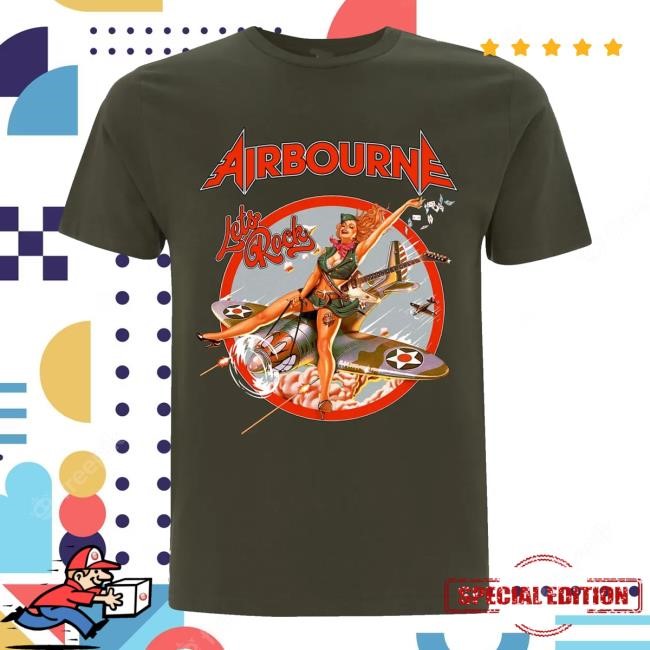 Official Airbourne Merchandise Bomb Girl Tour 25 - Military Green T-Shirt  Hoodie  Tank Top  Sweater And Long Sleeve T-Shirt - Good Shirt Shop